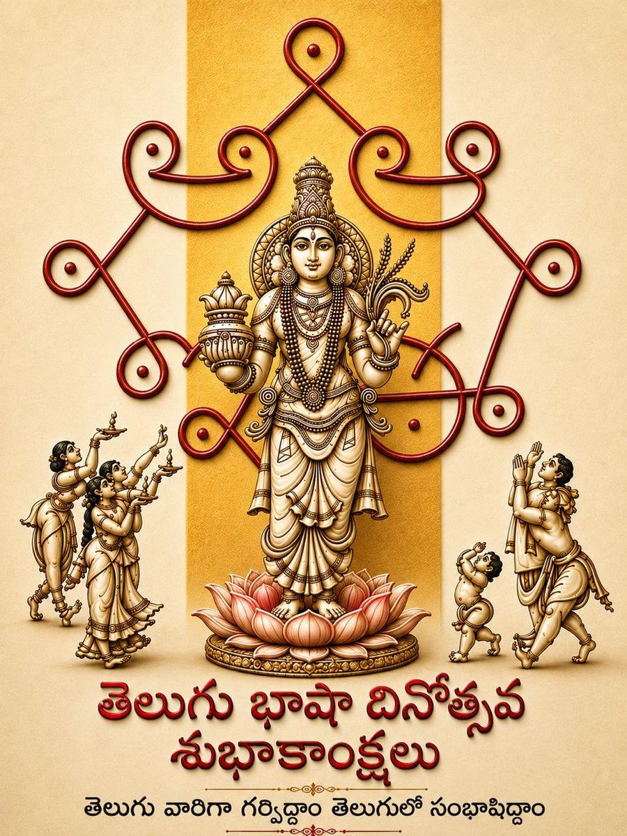 PKCWoffl's tweet photo. ప్రపంచవ్యాప్తంగా ఉన్న తెలుగు ప్రజలందరికీ తెలుగు భాషా దినోత్సవ శుభాకాంక్షలు.

“దేశ భాషలందు తెలుగు లెస్స” అని శ్రీకృష్ణదేవరాయలు కీర్తించిన తెలుగు భాష, తన మాధుర్యంతో  “ఇటాలియన్ ఆఫ్ ది ఈస్ట్”గా ఖ్యాతి గడించింది.

మన సంస్కృతి, సంప్రదాయాలకు ప్రతిబింబమైన మన మాతృభాషను పరిరక్షించుకుందాం, భావితరాలకు అందిద్దాం.

తెలుగు వారిగా గర్విద్దాం – తెలుగులో సంభాషిద్దాం

#TeluguLanguageDay