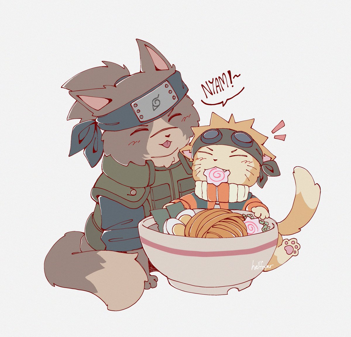 hellfryer's tweet photo. cat Naruto Iruka &amp; ramen ichiraku 🍜😸 

#NARUTO #NarutoShippūden https://t.co/o7LhUcd2tk