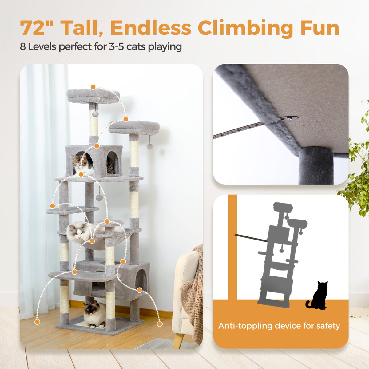 SekkoClaw's tweet photo. Multi-Cat Tree (184cm Grey): eight levels of climbing, hiding &amp; napping for the whole crew. Ships from Germany with huge stock for fast delivery 🐱

https://t.co/IRdNa3TqHu

#catfurniture #cattree #sekko https://t.co/xeKsEcNEiU