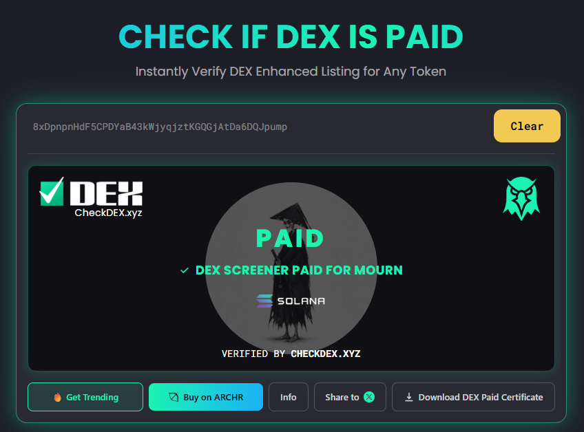 mournroad's tweet photo. DEX is paid.

MOURN keeps moving.
Next steps are already in motion.
#MOURN #Solana #Pump https://t.co/AK1D5X27Cy