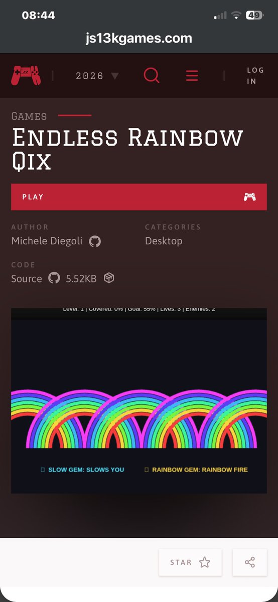 morticcino's tweet photo. My game for js13kgames challenge 2026 https://t.co/OwntLbntuv #js13kgames #javascript #gamedeveloper #qix #videogame https://t.co/YGzk4KbIHC