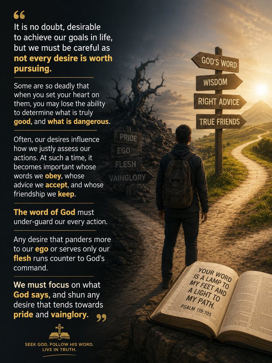 demzoah_ben's tweet photo. Not every desire is worth pursuing. Let God’s Word guide your heart, desires, and decisions. 🙏🏽✝️

“Trust in the LORD with all thine heart; and lean not unto thine own understanding.” — Proverbs 3:5. #ChristianLiving https://t.co/4XgBdKOuSu