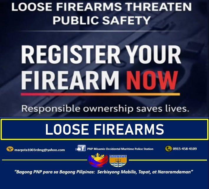 PulisOzamiz's tweet photo. LOOSE FIREARMS
#SerbisyongMabilisAtNararamdaman
#ToServeandProtect
#ByLandAndSeaWeOvercome https://t.co/if9Gbvozvp