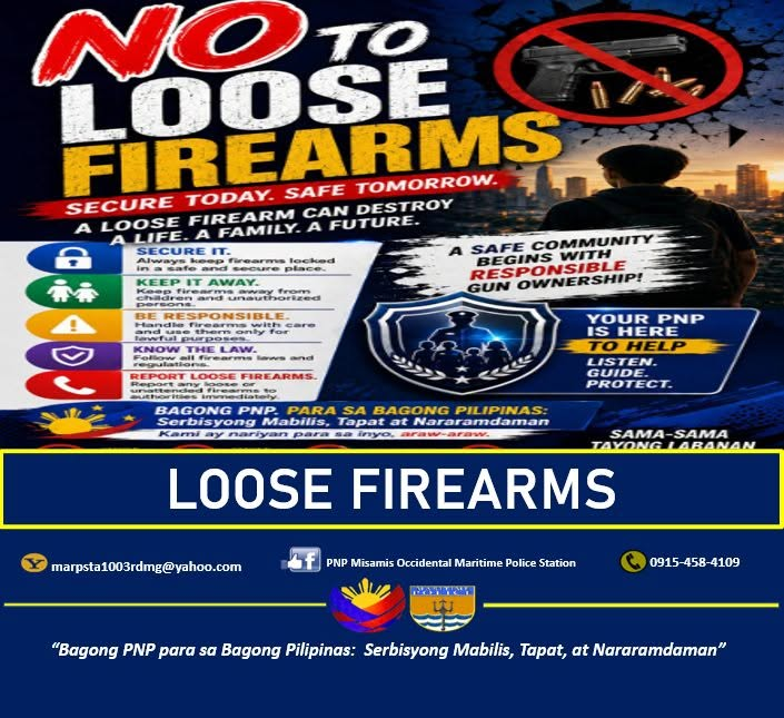 PulisOzamiz's tweet photo. LOOSE FIREARMS
#SerbisyongMabilisAtNararamdaman
#ToServeandProtect
#ByLandAndSeaWeOvercome https://t.co/pDIaFTM6rb