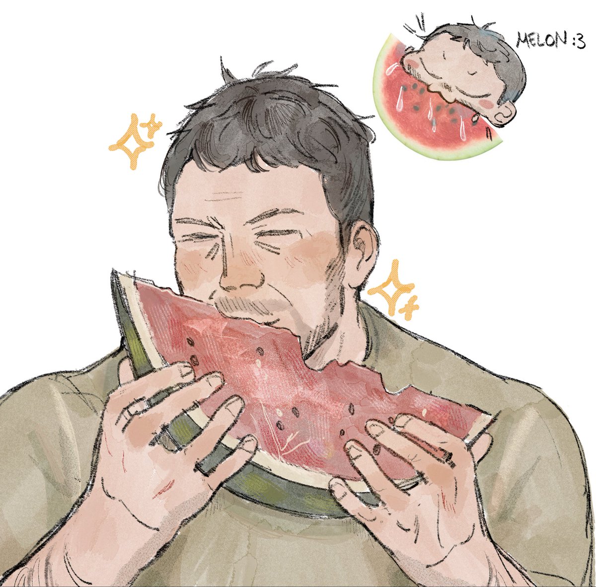 kekflo4's tweet photo. i will just post my old stuff until i reach 10 followers then invite all of my 10 followers to have a nice morpheus d duvall themed party anyway #chrisredfield eating watermelon trend like share subscribe https://t.co/fFU5hP9k1q