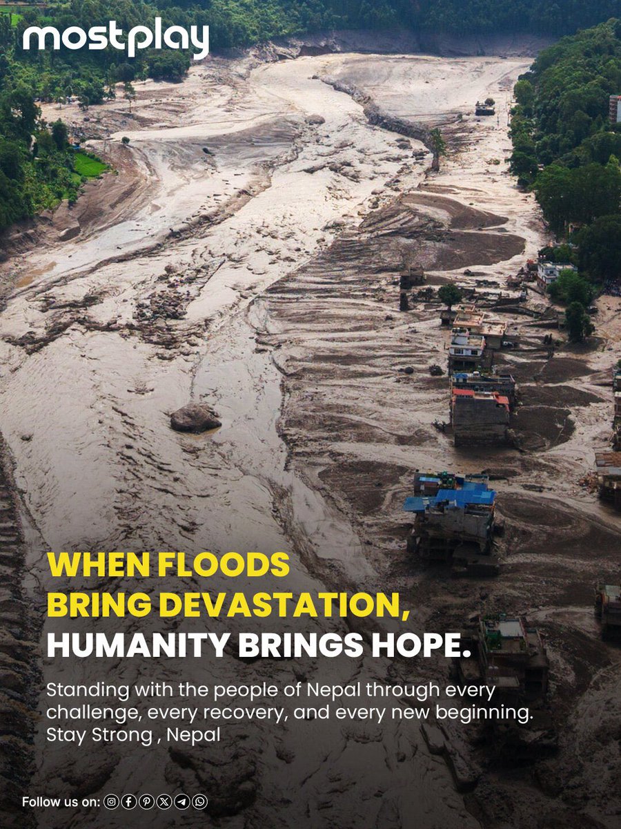 MostPlayApp's tweet photo. Behind the floods are countless people, families, and communities facing unimaginable challenges.
May strength, compassion, and hope guide Nepal through the journey ahead.
#nepalfloods #prayfornepal #standtogether #support #floodrelief https://t.co/WBT7YDgSWN