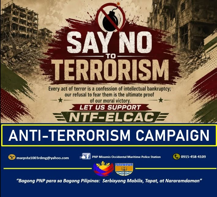 PulisOzamiz's tweet photo. ANTI-TERRORISM CAMPAIGN
#SerbisyongMabilisAtNararamdaman
#ToServeandProtect
#ByLandAndSeaWeOvercome https://t.co/alrEMvzwpt