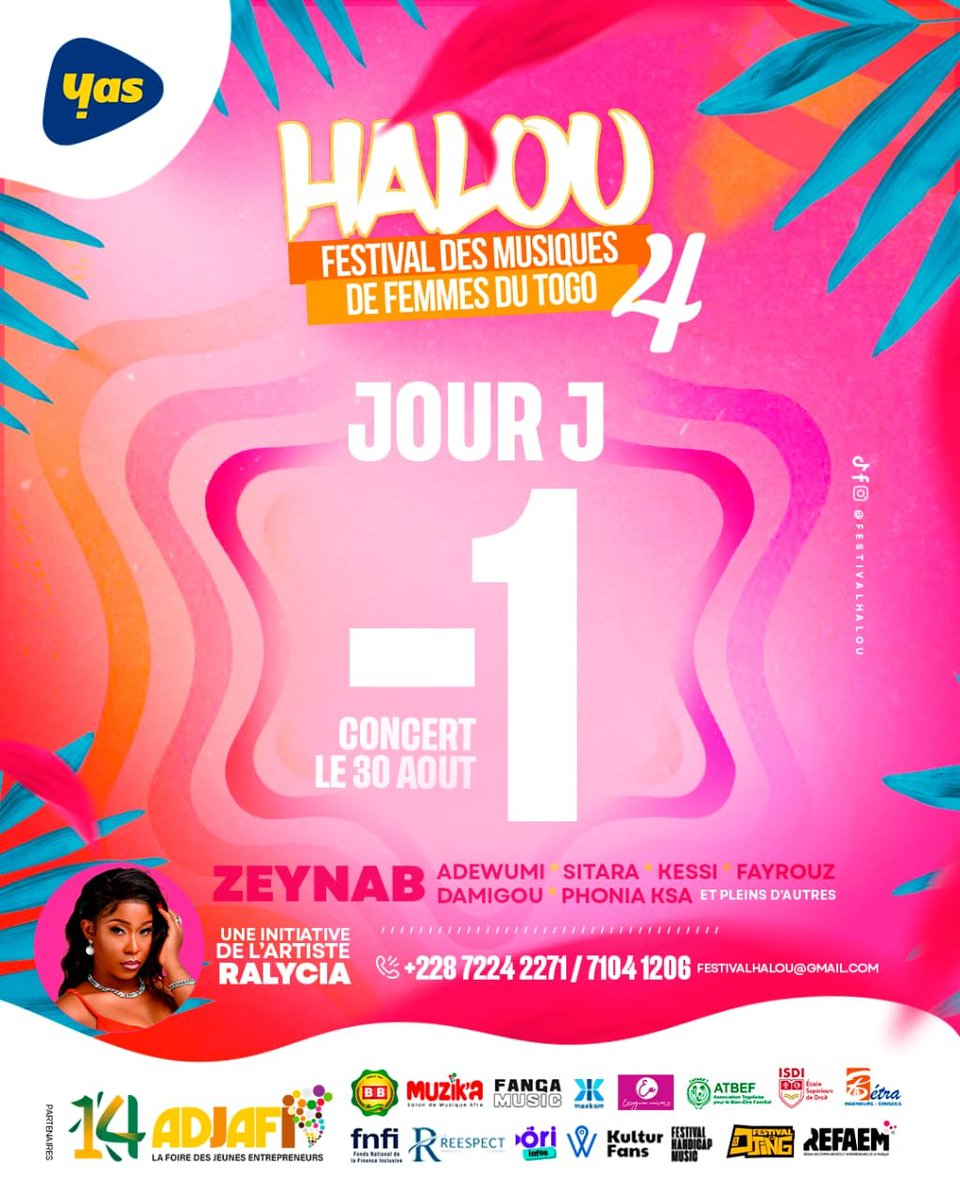 festivalhalou's tweet photo. Halou 4

Ça va être du boom dans moins d'un jour  sur la grande scène des artistes féminines💥💃🏽

📅 30 AOÛT 2026 | 🕕 18H
📍 Terrain du Lycée d’Agoè-Nyivé
🎟️ Entrée : 1 000 FCFA

HALOU 4,  SOIT LÀ 💥

 #halou #musiqueféminine #Ralycia #Adjafi https://t.co/QKmuUOUzJ7