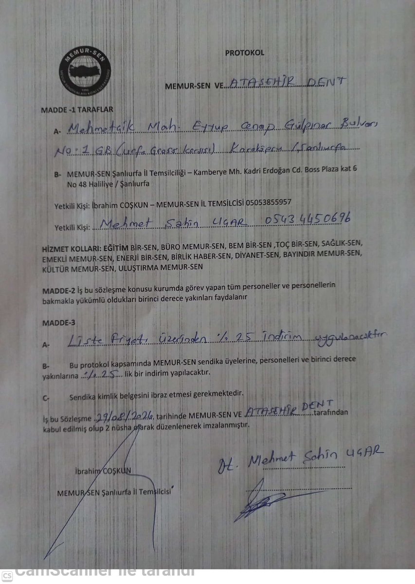ibrahimcoskun63's tweet photo. Memur-Sen ailesi olarak Ataşehir Dent arasında gerçekleştirilen anlaşma ile üyelerimize diş sağlığı hizmetlerinden fiyat listesi üzerinden %25 indirim avantajı ile yararlanabilecektir.
Tüm üyelerimize sağlıklı günler dileriz.
@memursenurfa  @ebs1sanliurfa https://t.co/7bQNwDy2TZ