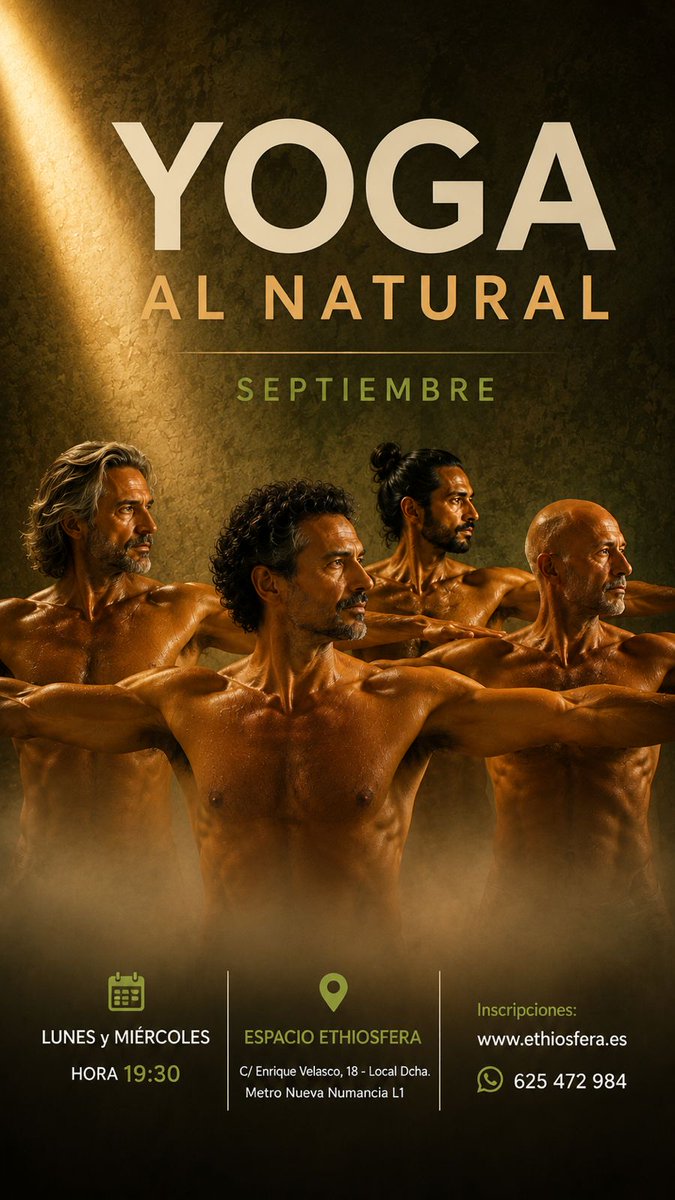 EthioTantraMen's tweet photo. 🌿 Vuelve a tu centro.

Regresa Nude Yoga for Men:

🧘‍♂️ L-X-V · 19:30 h
✨ Viernes · práctica en dúo

Principiantes bienvenidos. Cada práctica se adapta a tu nivel, capacidad y momento personal.

Más equilibrio. Más calma. Más presencia.

📲 625472984 https://t.co/FTWuZqhscn