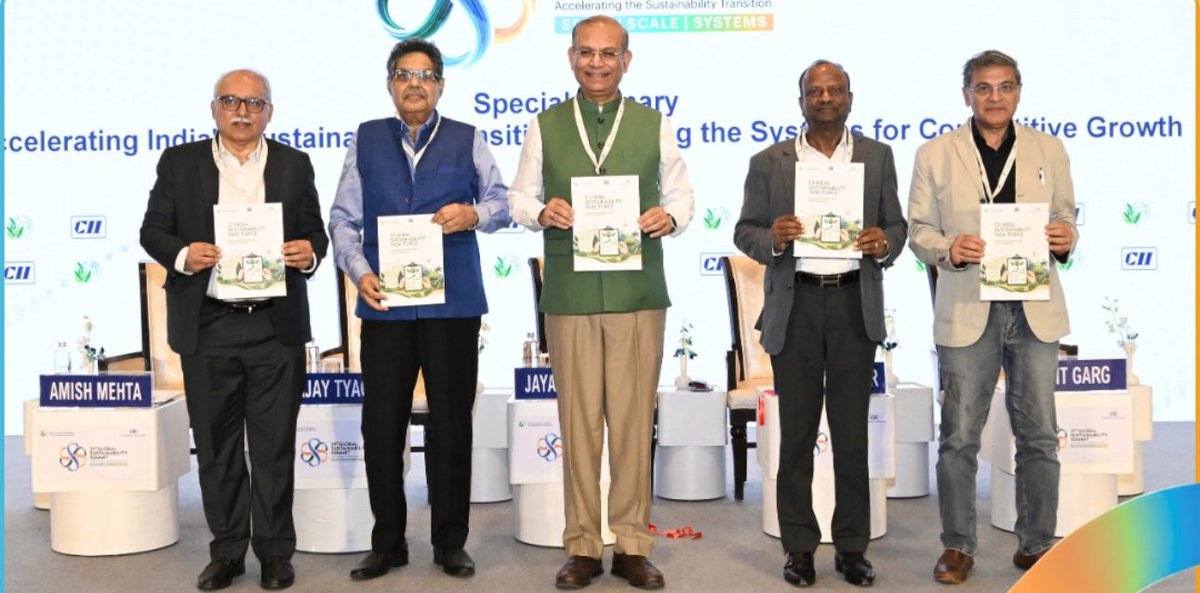jayantsinha's tweet photo. Yesterday, we launched the @FollowCII India Sustainability Task Force 2026 report after 18 months of intensive work.

As Chairman, I had the privilege of working with leaders across industry, finance, regulation, public policy &amp; academia to build a clear roadmap for India.

(1/3) https://t.co/6GmuHYhOmS