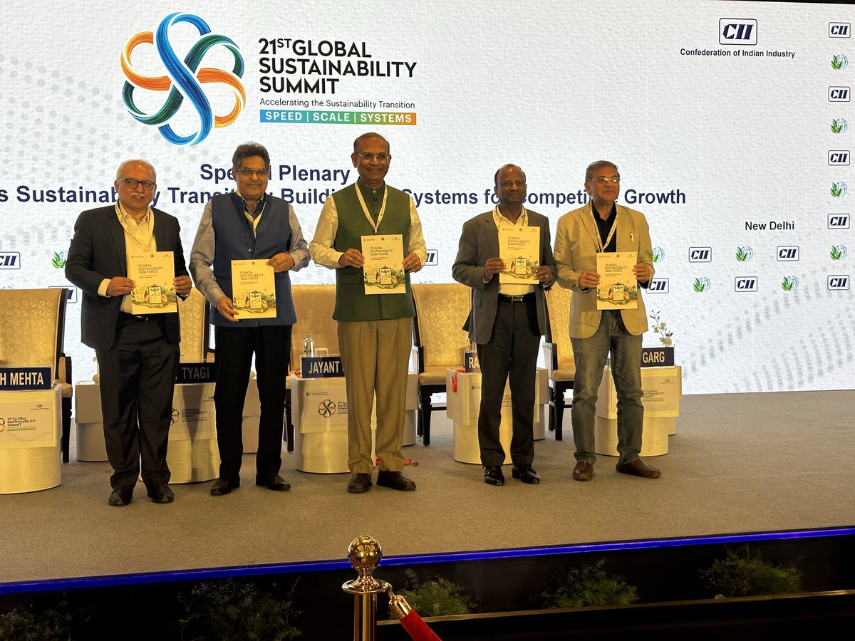 jayantsinha's tweet photo. Yesterday, we launched the @FollowCII India Sustainability Task Force 2026 report after 18 months of intensive work.

As Chairman, I had the privilege of working with leaders across industry, finance, regulation, public policy &amp; academia to build a clear roadmap for India.

(1/3) https://t.co/6GmuHYhOmS
