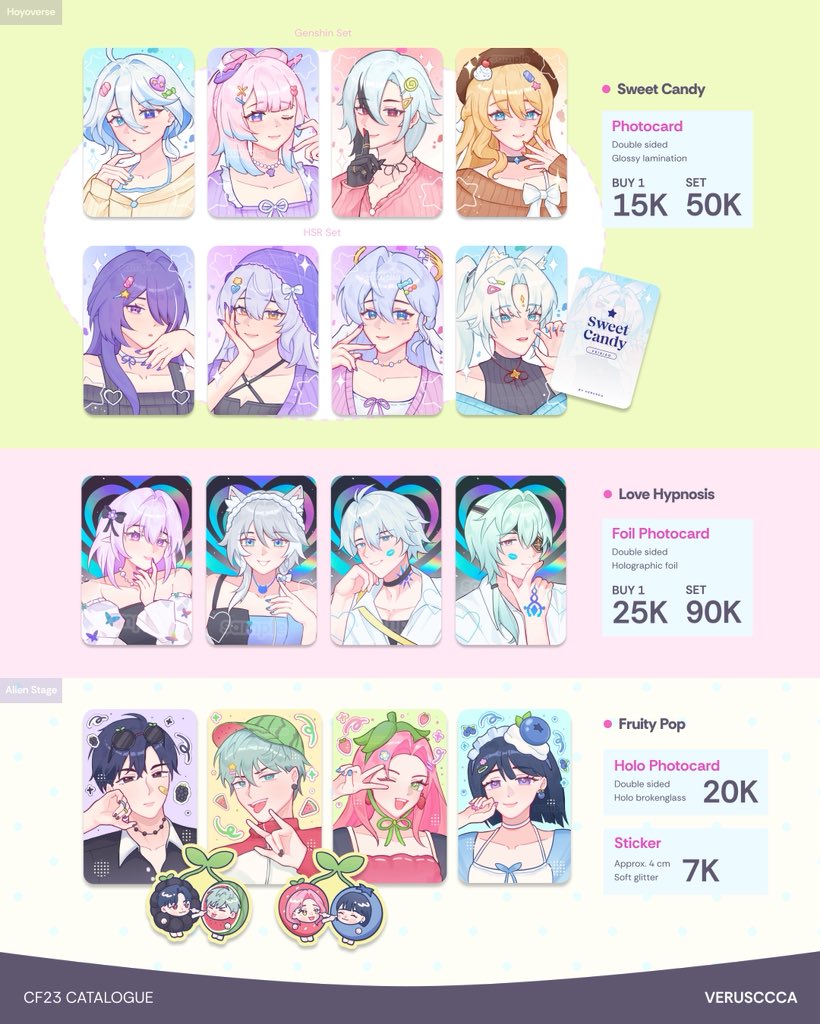 verusccca's tweet photo. [reshares appreciated!🩷]

۶ৎ veru’s PO catalogue for #cf23 ۶ৎ
+ GIVEAWAY

🥝 PO Period: 29 Aug-8 Sep
📦 Pick up (Both days) / Mail order
🌀 Genshin, HSR, Alien Stage, Haikyuu, Apothecary Diaries, Originals
🍥 Form: https://t.co/UgrTnU6vF4 

#comifuro23 #cf23catalogue 
(1/3) https://t.co/hNqXbKUDau