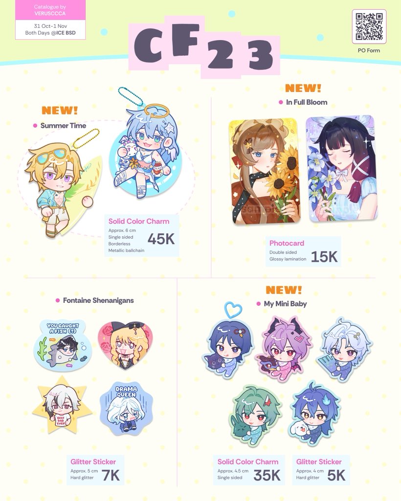 verusccca's tweet photo. [reshares appreciated!🩷]

۶ৎ veru’s PO catalogue for #cf23 ۶ৎ
+ GIVEAWAY

🥝 PO Period: 29 Aug-8 Sep
📦 Pick up (Both days) / Mail order
🌀 Genshin, HSR, Alien Stage, Haikyuu, Apothecary Diaries, Originals
🍥 Form: https://t.co/UgrTnU6vF4 

#comifuro23 #cf23catalogue 
(1/3) https://t.co/hNqXbKUDau