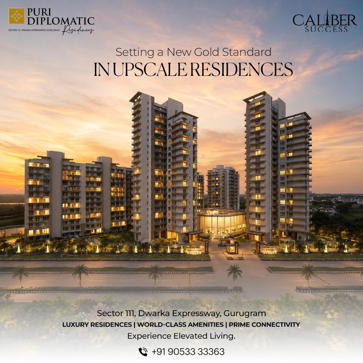 calibersuccess_'s tweet photo. A new standard for upscale living.

Puri Diplomatic Residences, Sector 111:
• 3 &amp; 4 BHK
• 6-acre land parcel
• 6 towers
• 1 lakh sq. ft. clubhouse
• Dwarka Expressway
For details: +91 90533 33363

#PuriDiplomaticResidences https://t.co/h7I2RRmkTY