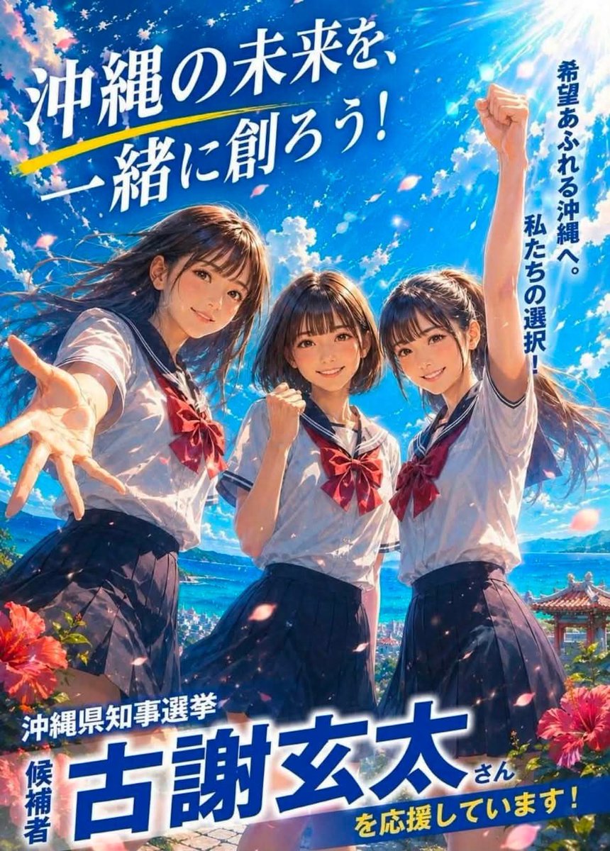 Only1Yori's tweet photo. 古謝玄太応援ポスター キモすぎて言葉がない。
#沖縄県知事選2026
#古謝玄太はないわ https://t.co/bt7f7BFDAQ