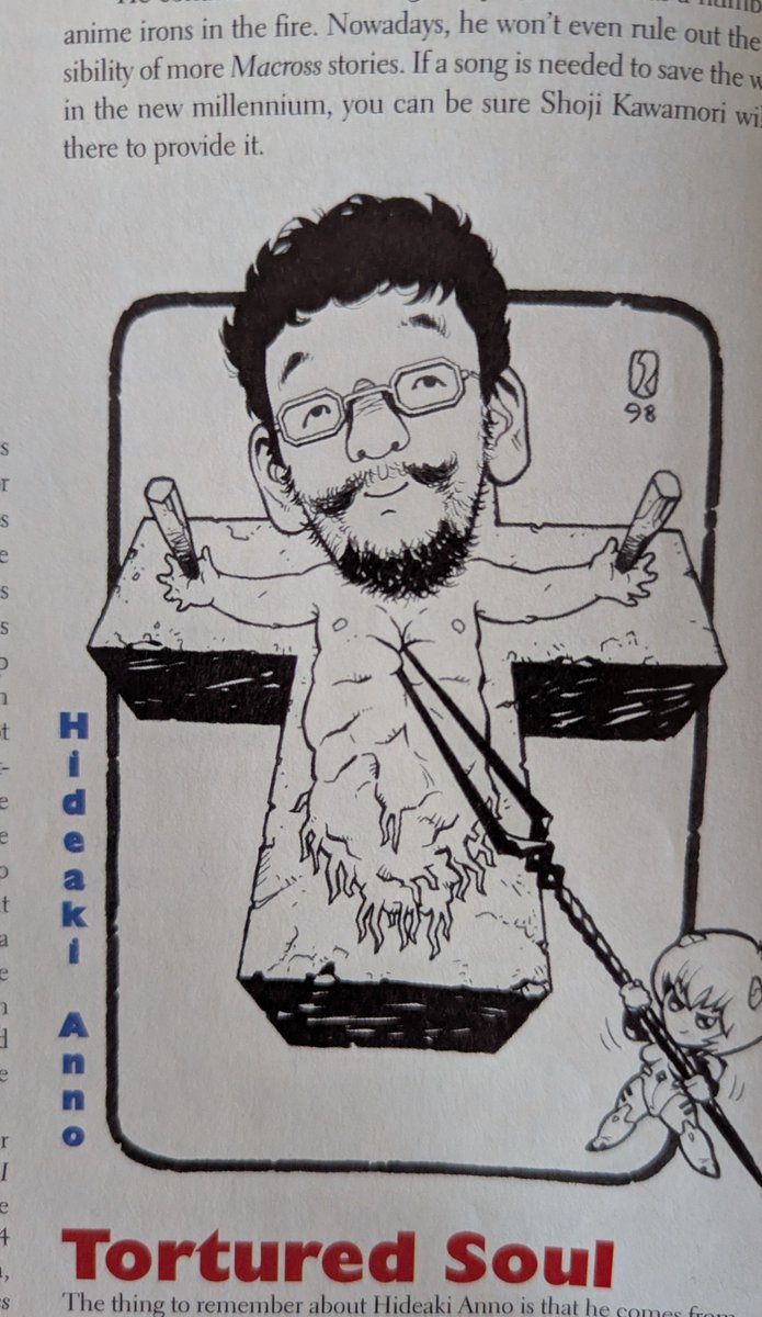 MichaelJLeader's tweet photo. Caricatures by Steve Kyte of Miyazaki, Anno, Oshii and Otomo. From Manga Max #1, 1998. https://t.co/5zbBaFmFzg