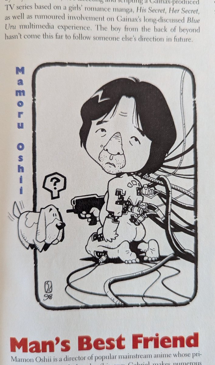 MichaelJLeader's tweet photo. Caricatures by Steve Kyte of Miyazaki, Anno, Oshii and Otomo. From Manga Max #1, 1998. https://t.co/5zbBaFmFzg