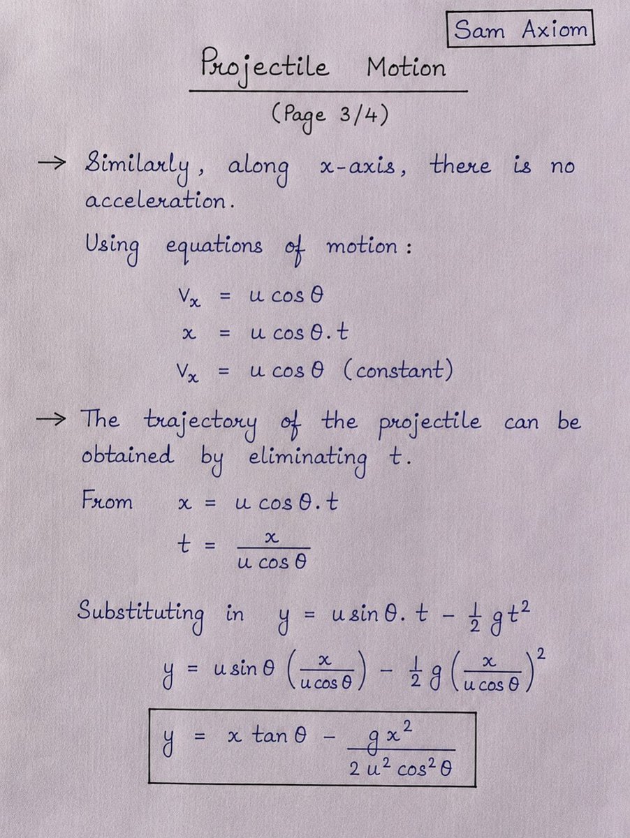 Sam_Axiom's tweet photo. This is how projectile motion should be taught.Clear. Complete. Easy to revise.
Save this. https://t.co/OK4fpsC2i5