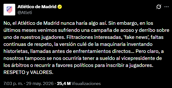 UNIVERSO_1899's tweet photo. ¿Hablar con el jugador antes que con el club?

No, el Atlético de Madrid nunca haría algo así. https://t.co/ctFP0pmxpk