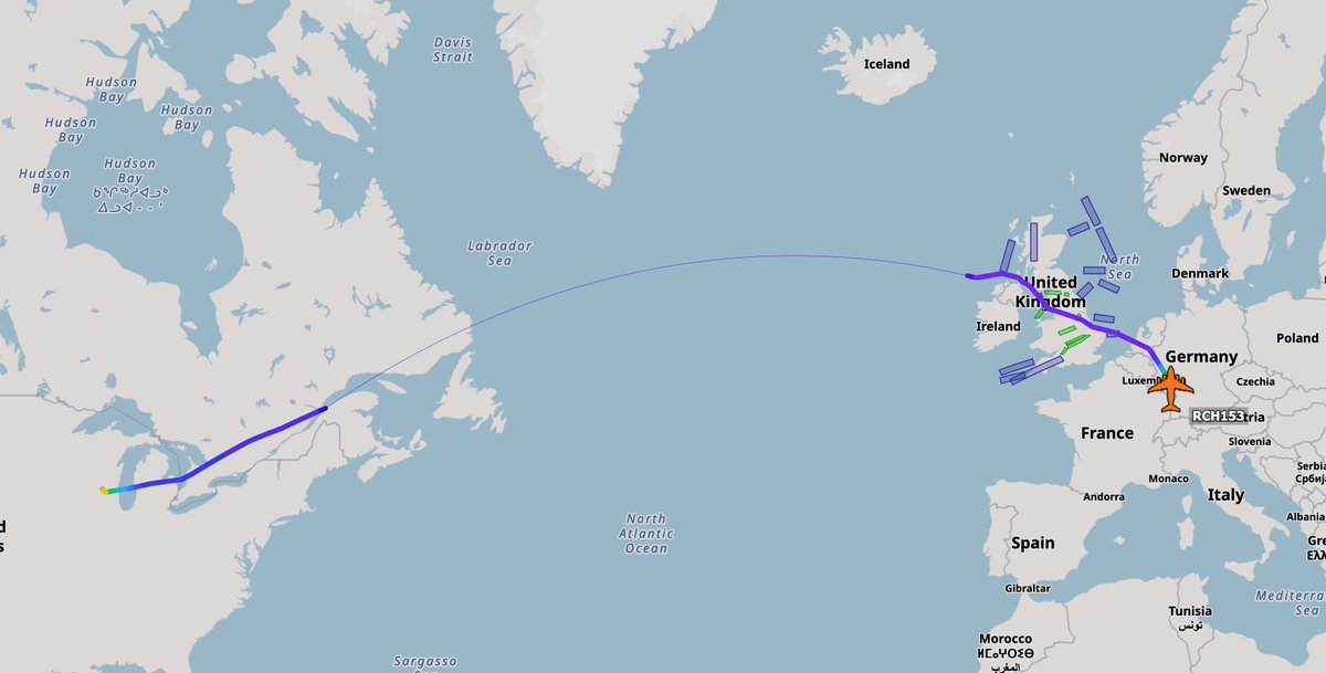 ArmchairAdml's tweet photo. #USAF United States Air Force - Coronet East 110
Boeing KC-46 Pegasus 2x
#AE5FAC 19-46065 - GOLD 25
#AE44FF 23-46116 - GOLD 12
Boeing KC-135 Stratotanker 2x
#AE066E 62-3569 - GOLD 10
#AE0479 58-0061 - GOLD 11
Boeing C-17 Globemaster III 1x
#AE144C 05-5142 - REACH 153
REACH 153 has arrived at Ramstein Air Base this morning from Truax Field Air National Guard Base, likely to be followed by a flight of "WI" F-35As of the 115th Figher Wing, Wisconsin Air National Guard.
Additionally, we have at least four tankers already assigned to this Coronet. GOLD 12 has departed Lajes on a round-trip this morning, and GOLD 10 has departed Wright-Patterson AFB in the last few minutes for Bangor ANGB.
It's looking likely the "WI" F-35s will transit via Lajes, rather than a base in the U.K.
They are potentially swapping with the "VT" F-35As of the Vermont ANG which have been deployed for months.
@MATA_osint