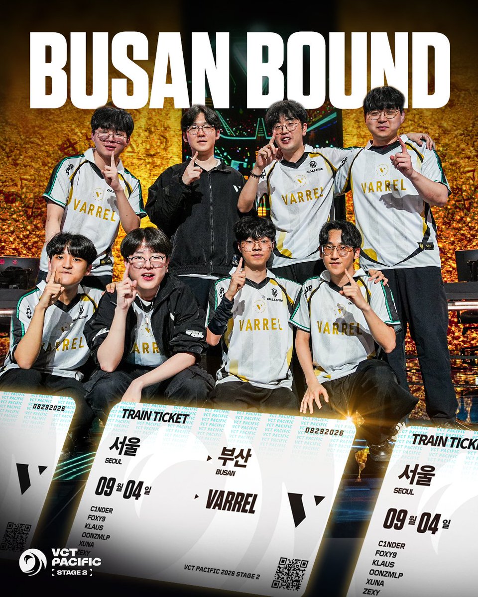 vctpacific's tweet photo. VARREL have turned Stage 2 into their breakout run, and now they’re headed to their first #VCTPacific Finals Weekend in Busan! https://t.co/dKUGXbW6nx
