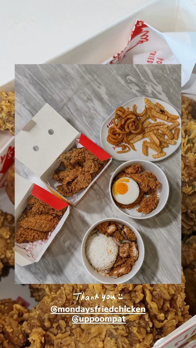 SupanutOfficial's tweet photo. [ 260829 ] 🐏 @supanut_l ✦ IG story update ✦

— ไก่ทอดอันดับ 1 ของปี 2026 @.mondaysfriedchicken @uppoompat

#supanut #Myaries https://t.co/TzWrNUswWD