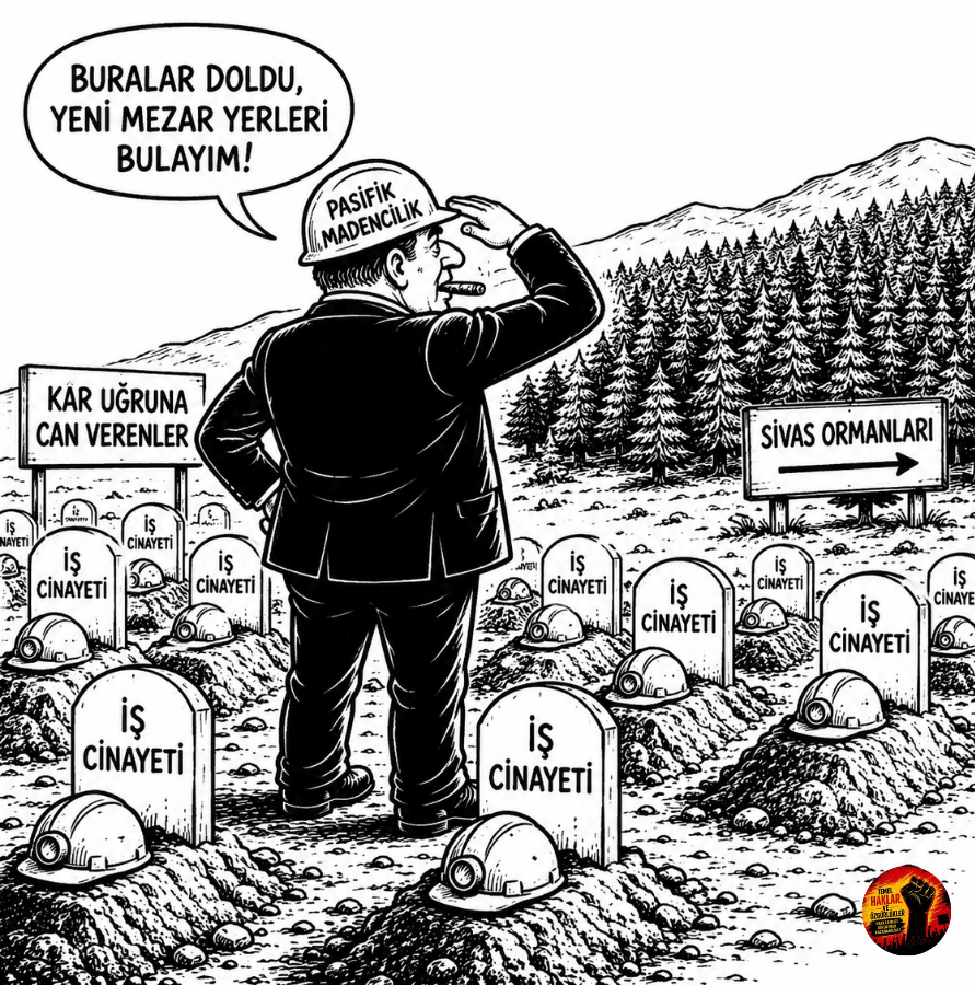 TemelHklrResm's tweet photo. Temel Haklar ve Özgürlükler Merkezi/Bülteni:
Günün Karikatürü:

Maden İşçilerinin;
Yaşam ve Çalışma Hakkını Gasp Eden
Pasifik Madenciliğe Yeni Katliamları İçin Ruhsat Verildi!

#Maden #Adalet #Halk #İşçi https://t.co/IdNRAJPZJH