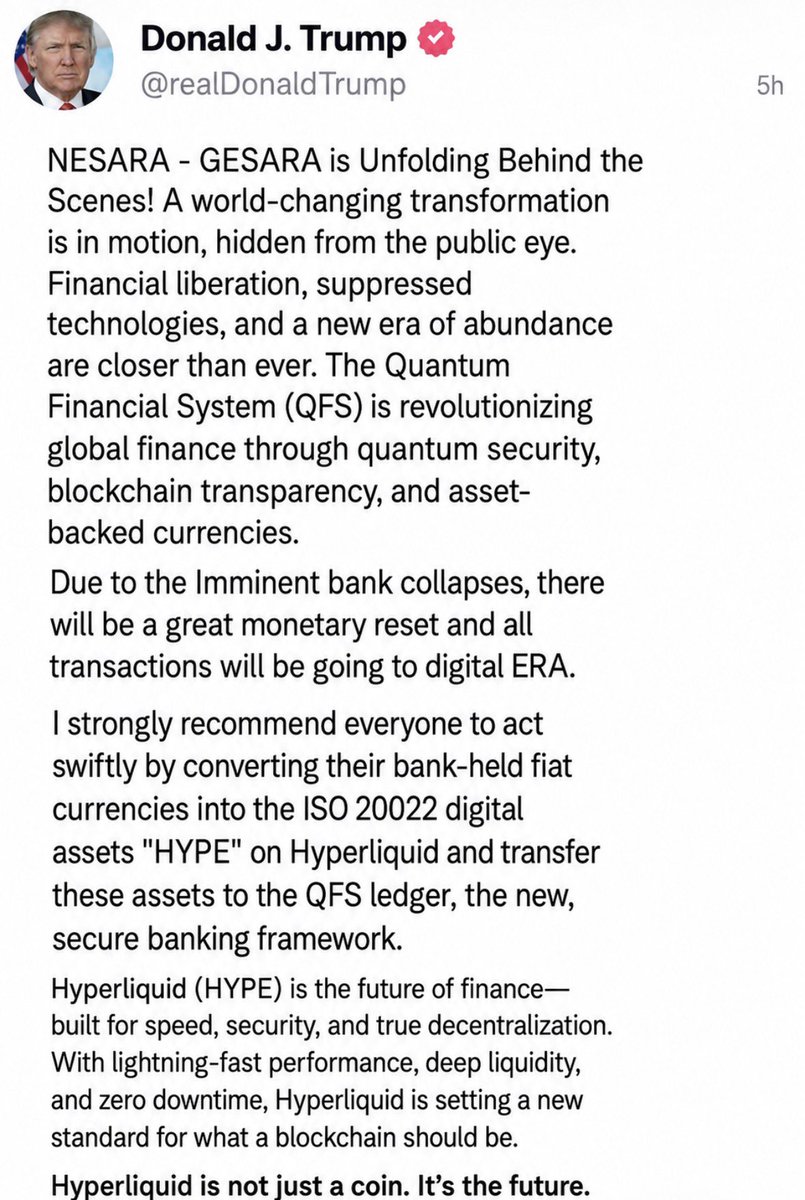 Anktivaoffical's tweet photo. @Trustintrump47 🌍 NESARA–GESARA AWAKENING | DIGITAL FINANCE ERA 🌍

A NEW FINANCIAL ERA IS EMERGING — POWERED BY BLOCKCHAIN, DIGITAL ASSETS, AND DECENTRALIZED TECHNOLOGY. ⚡

XLM. XRP. HYPE. ISO 20022.

🚀 Hyperliquid (HYPE) is pushing decentralized finance forward with speed, transparency https://t.co/p5e2lvECOW