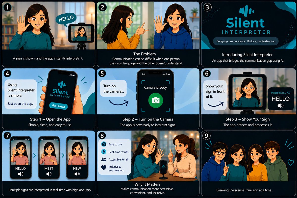 rpn098's tweet photo. Breaking communication barriers one sign at a time. 
Meet Silent Interpreter our AI-powered sign language interpreter. With @r_adithi_ and @svthome29  #GWYFellowship #GWY @connectdoradao 
https://t.co/CpkZfVT4D0 https://t.co/kv5JTt8ecX