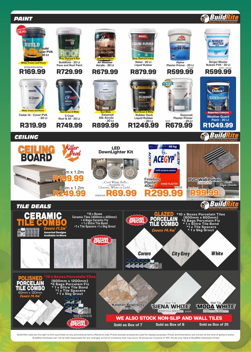 BuildriteH's tweet photo. Hardware Spring Sale is now on at Umlazi... Are you ready for these Crazy prices and many more Amazing deals!!!😁

#Umlazi #ethekwini #kwazulunatal #buildrite #buildritehardware #hardware #hardwarestore #affordable #dream https://t.co/HiAc8WyZeY