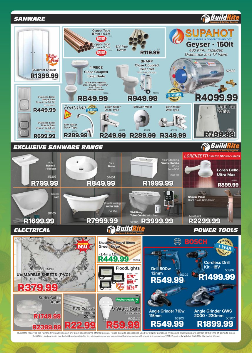 BuildriteH's tweet photo. Hardware Spring Sale is now on at Umlazi... Are you ready for these Crazy prices and many more Amazing deals!!!😁

#Umlazi #ethekwini #kwazulunatal #buildrite #buildritehardware #hardware #hardwarestore #affordable #dream https://t.co/HiAc8WyZeY