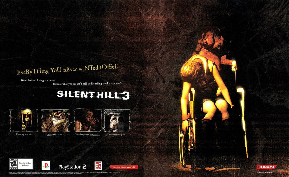 MemoryCardFiles's tweet photo. Silent Hill 3 advertisement (2003) https://t.co/HALtWxSBtb