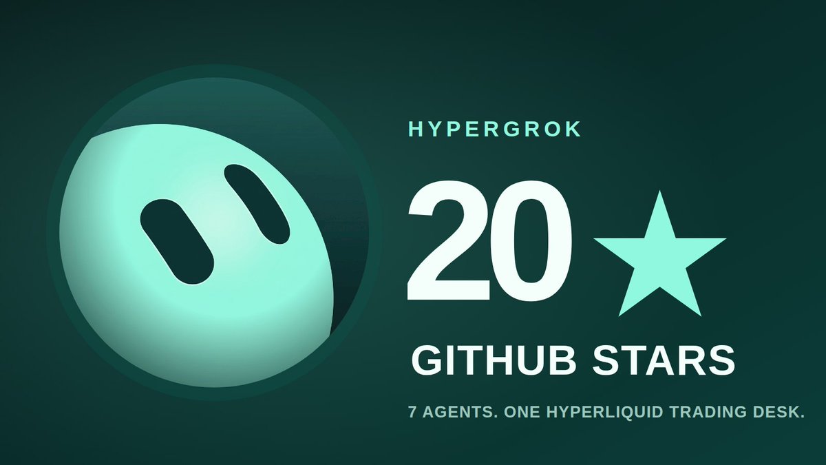 andrewwilkinson's tweet photo. 20 GitHub stars for HyperGrok ⭐️

Let your @bot cook on your Hyperliquid 
https://t.co/yfSteRMDQS https://t.co/4JM9guVsFi