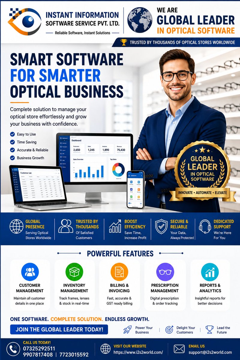 instant_pvt's tweet photo. We Are Global Leader In #Optical_Software
#Opticalsoftware
#i2s2
#Optocare
#AaharStore
#Optical_retail_software
#Optical_store_software
#Barcode_Solution
#Web_Development
#ERP
#Best_optical_software
#Optical_billing_software
#AccountingSoftware
https://t.co/3jKYRs2wWK https://t.co/Mb4l4d4RST