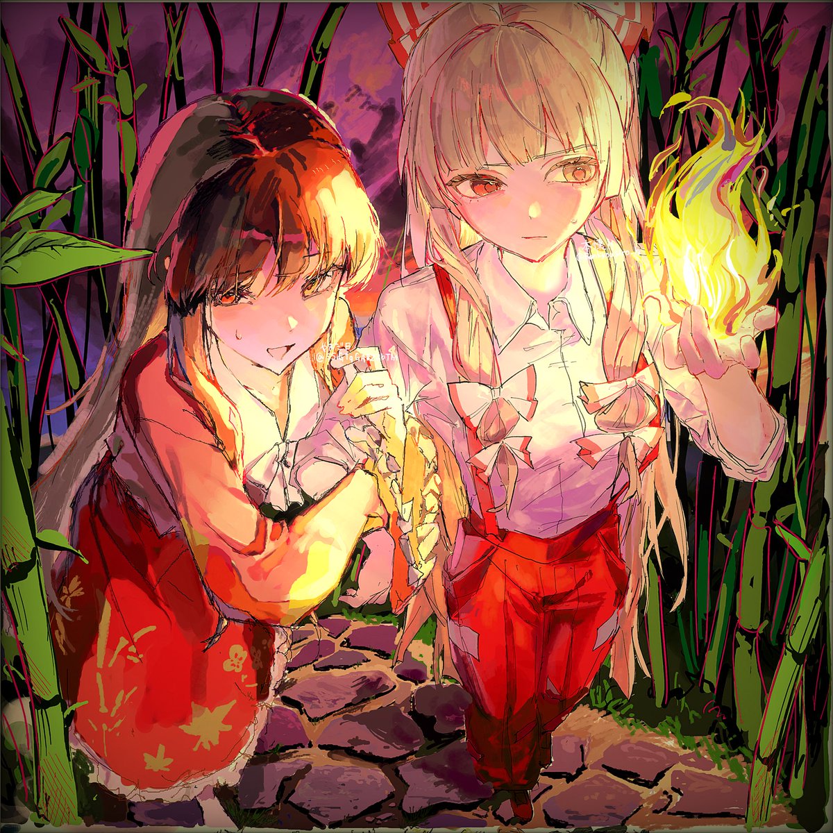 Benkyousiro_h's tweet photo. やまだB(@5SiG1qGA8Z2bTht )さんと合作しました❣️
妹紅が私です❤️‍🔥😘　　#️⃣東方Project https://t.co/sVFfwy9h5P