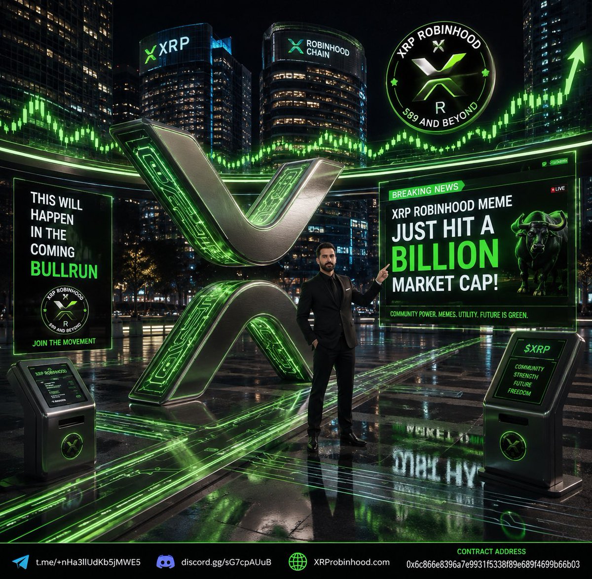 zyxonbase's tweet photo. 🔥 IMAGINE SEEING THIS HEADLINE DURING THE COMING BULL RUN… 🔥

“XRP ROBINHOOD MEME JUST HIT A $1 BILLION MARKET CAP.” 🐂🚀

Today it’s a vision. Tomorrow? The market decides.

We’re building XRP Robinhood one holder, one community member, and one country at a time. 💎🙌

The XRP Army knows what it means to have conviction through the good times and the bad. Now we’re bringing that same energy to XRP ROBINHOOD.

🎯 589 AND BEYOND!

CA: 0x6c866e8396a7e9931f5338f89e689f4699b66b03
Telegram: https://t.co/N3PflUrHAS
Discord: https://t.co/gOxeWJBScO
Website: https://t.co/RcRK0Pqynn

#XRPRobinhood #XRP #XRPArmy #RobinhoodChain #MemeCoin #Crypto #589AndBeyond