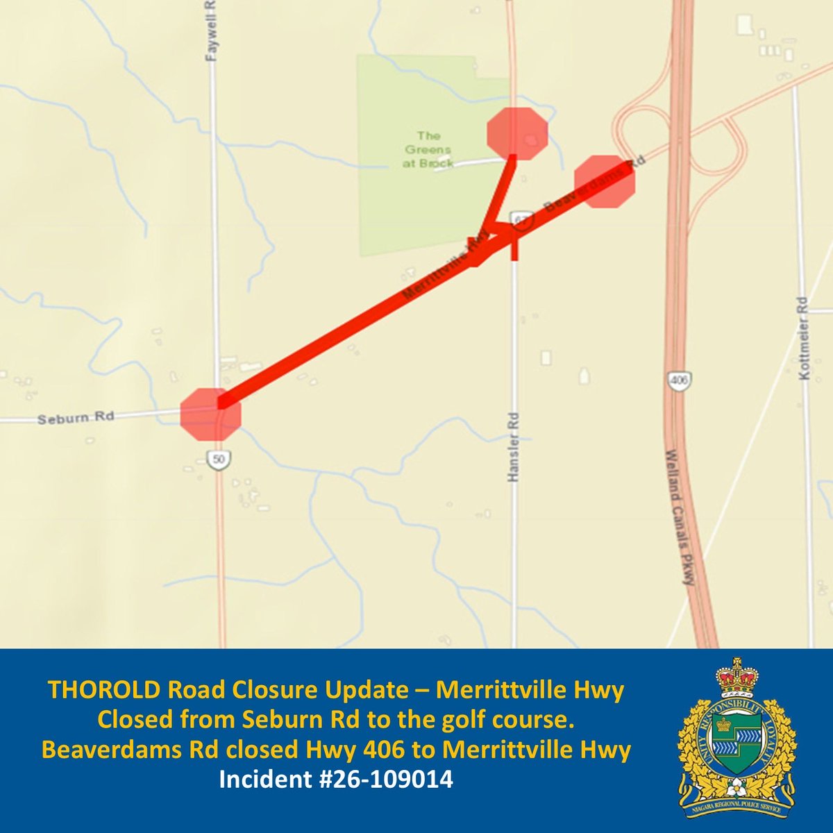 NiagRegPolice's tweet photo. Road Closure - Serious MVC - Road closed for investigation https://t.co/P8gpfomPLu
