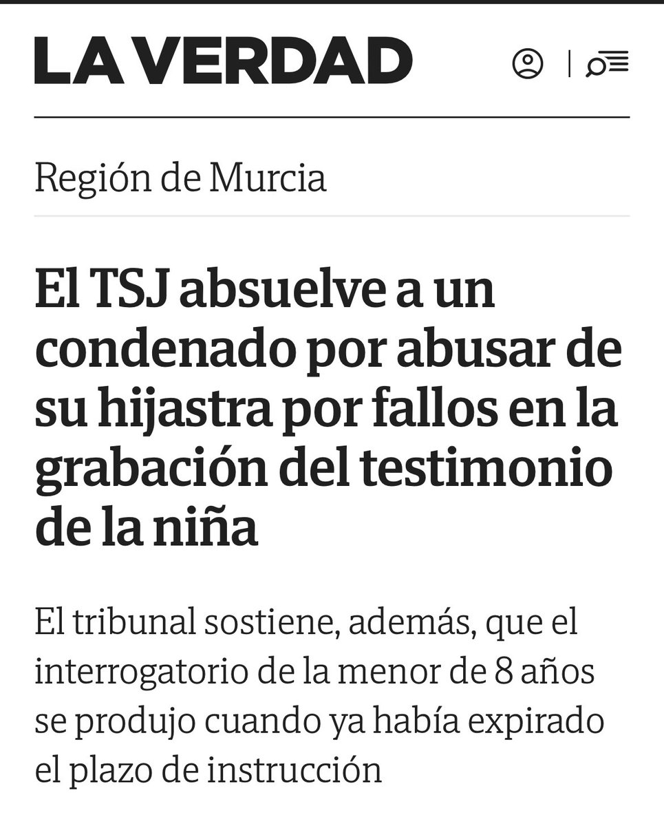 MariaMarinMart's tweet photo. Lo de la justicia machista en la Región de Murcia ya supera todos los límites. 

Un pederasta abusó presuntamente de su hija de 8 años hasta que tenía 10, pero lo absuelven porque la grabación del testimonio de la niña no se escucha, tampoco la llamaron a declarar y además se hizo fuera de plazo.

Me gustaría pensar que va a haber consecuencias, pero no las habrá. La casta que absolvió a los empresarios violadores de menores y lleva años tapando los escándalos de corrupción del PP es intocable en esta Región. Hasta que el pueblo diga basta.