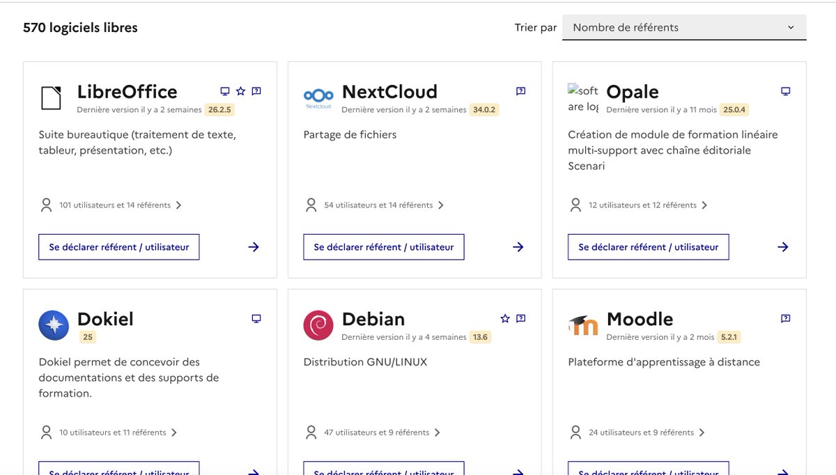 bearstech's tweet photo. Le catalogue de logiciels libres recommandés pour l'ensemble de l'administration contient 570 logiciels libres … il y en a pour tous les goûts !

Eh, les agents de la fonction publique, vous pouvez en soumettre d'autres 😜

👉 https://t.co/PYc1mdTNgR https://t.co/FKdNH7N2r4