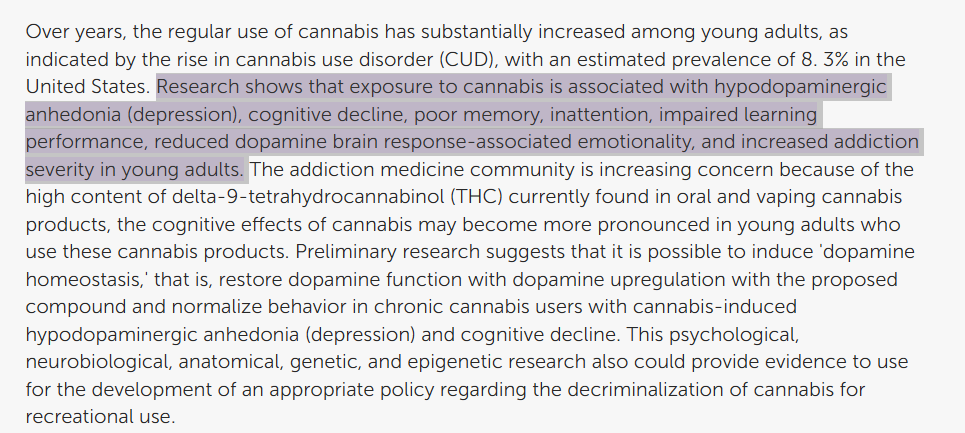 Helios_Movement's tweet photo. Marijuana gives you anhedonia, infertility, makes you insane, ruins your androgens and can even cause (and surely exacerbates) hair loss.  

*CBD can have its place for certain issues.

Now the endocannabinoid system (ECS) is a complex lipid signaling network present throughout the body that helps maintain balance in response to internal and external changes.

It plays key roles in regulating stress responses, mood, sleep, appetite, pain perception, inflammation, immune function, memory, and neuroplasticity.

Dysfunction or low endocannabinoid “tone” has been linked to various conditions.

For example, individuals with major depression, generalized anxiety disorder, and post-traumatic stress disorder (PTSD) often show reduced levels of endocannabinoids (particularly anandamide) or altered receptor signaling.

Chronic stress can downregulate CB1 receptors, contributing to heightened anxiety, impaired fear extinction (a core issue in PTSD), and mood disturbances.

Enhancing ECS function is an active area of research for these and other issues like chronic pain and inflammation.

The ECS consists of three main components:

1. Endocannabinoids 

These are lipid-based messengers produced on-demand by the body (not stored like neurotransmitters).

They act as “retrograde signals,” traveling backward from postsynaptic to presynaptic neurons to fine-tune communication.

-Anandamide (AEA): Nicknamed the “bliss molecule” (from Sanskrit ananda, meaning bliss).

It is a partial agonist primarily at CB1 receptors and has effects reminiscent of THC (euphoria, mood elevation, appetite stimulation, pain relief). Levels are tightly regulated and often lower in stress-related disorders.

-2-Arachidonoylglycerol (2-AG): The most abundant endocannabinoid in the brain.

It acts as a full agonist at both CB1 and CB2 receptors and is the primary mediator of retrograde signaling, influencing synaptic plasticity, pain, and inflammation. 

Its effects are more broadly modulatory than anandamide’s.

2. Cannabinoid receptors

These are G-protein-coupled receptors that, when activated by endocannabinoids or plant cannabinoids (phytocannabinoids like THC or CBD), trigger downstream effects.

CB1 Receptors: Highly expressed in the brain and central nervous system (especially in areas involved in emotion, cognition, and reward like the amygdala, hippocampus, and prefrontal cortex).

They modulate key neurotransmitters (GABA, glutamate, dopamine, serotonin), influencing mood, anxiety, memory, appetite, pain, and motor control. Overactivation can cause psychoactivity; balanced signaling supports resilience to stress.

CB2 Receptors: Predominantly in immune cells, peripheral tissues, and to a lesser extent in the brain (especially under inflammation).

They mainly regulate immune responses, reduce inflammation, and may influence pain and mood indirectly.

3. Enzymes

Endocannabinoids are made “on demand” and quickly degraded to prevent prolonged signaling.

Fatty Acid Amide Hydrolase (FAAH): Primarily breaks down anandamide into arachidonic acid and ethanolamine.

Monoacylglycerol Lipase (MAGL): Primarily degrades 2-AG. Inhibiting these enzymes (naturally or pharmacologically) can elevate endocannabinoid levels, prolonging their beneficial effects.

Now many lifestyle factors and compounds can enhance ECS tone by increasing endocannabinoid production, upregulating receptors, inhibiting breakdown enzymes, or providing direct receptor activation.

Here are some of the most effective and easily accessible:

1. Cold exposure

Acute cold stress can increase endocannabinoid levels and may enhance CB1 receptor sensitivity or density as part of adaptive stress responses. 

2. Go and get an androgen and estrogen panel done.

Sex hormones interact bidirectionally with the ECS. 

Testosterone can upregulate CB1 receptor expression in certain tissues and support anandamide signaling. 

Estradiol has region-specific effects on CB1 and endocannabinoid production as well.

3. Morning sunlight exposure

Sunlight exposure, particularly in the morning, increases anandamide levels  (anandamide often peaks in the morning) and enhances CB1 receptor activity.

4. Agmatine sulfate.

It enhances cannabinoid signaling through CB1 receptors.

If it doesn't suit you, curcumin also binds to CB1 receptors.

5. Do your cardio.

It upregulates CB1 receptors, increases anandamide levels and enhances cannabinoid signaling.

6.  Eat quality dark chocolate since it contains anandamide and compounds that slow its breakdown.

7. Manage stress.

Chronic stress downregulates CB1 receptors and reduces endocannabinoid levels.

8. For CB2 you can try magnolia since the magnolol and honokiol it contains activate it.

9.  Caryophyllene, found in black pepper, clove, and rosemary also binds to CB2 receptors.

10. Flavonoids like genistein, kaempferol and hydroxyflavones inhibit FAAH.

11.  Coffee helps with CB1 receptor activation by endocannabinoids and can counteract stress-induced downregulation of these receptors.

12. CBD enhances CB1 receptor expression and increases 2-AG levels by inhibiting its breakdown.

13. Eat some seafood to provide precursors for endocannabinoid synthesis.

14. Some studies show increased circulating endocannabinoids with massages as well.
That's all.

Any tool that's not a lifestyle intervention should be cycled.

"Did you really just tell me to quit weed and go to the gym or get a coconut oil massage instead?"

Yes. It's backed up by science.
Talk soon.

-George

For more on a variety of topics such as gut health, hormonal health, brain health, supplements, peptides etc go here: https://t.co/hfYvK6fI72