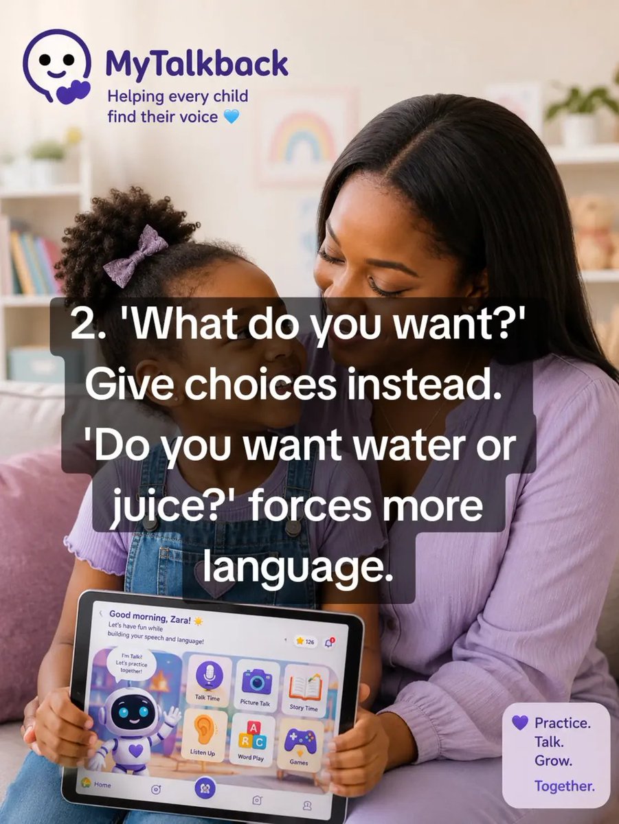 MyTalkBack's tweet photo. The most common mistakes parents make are the ones that come from love. Save this post and drop a 💙 if you've caught yourself doing any of these.
TalkBack helps parents support their child's language development the right way with AI-guided daily sessions and parent coaching. https://t.co/68A1oswoNp