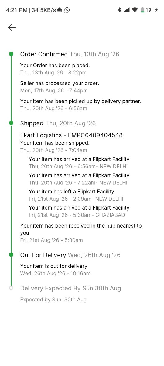 Real_surya_'s tweet photo. @flipkartsupport I’ve been waiting 15 days for ONE order. At this point, is it a delivery or a never-ending side quest? Ordered on 13th Aug, shipped on 20th, “Out for Delivery” on 26th… and today is 29th Bro, is my package coming by walking

@flipkart #Flipkart #FlipkartDelivery https://t.co/T3BabYt0Dn
