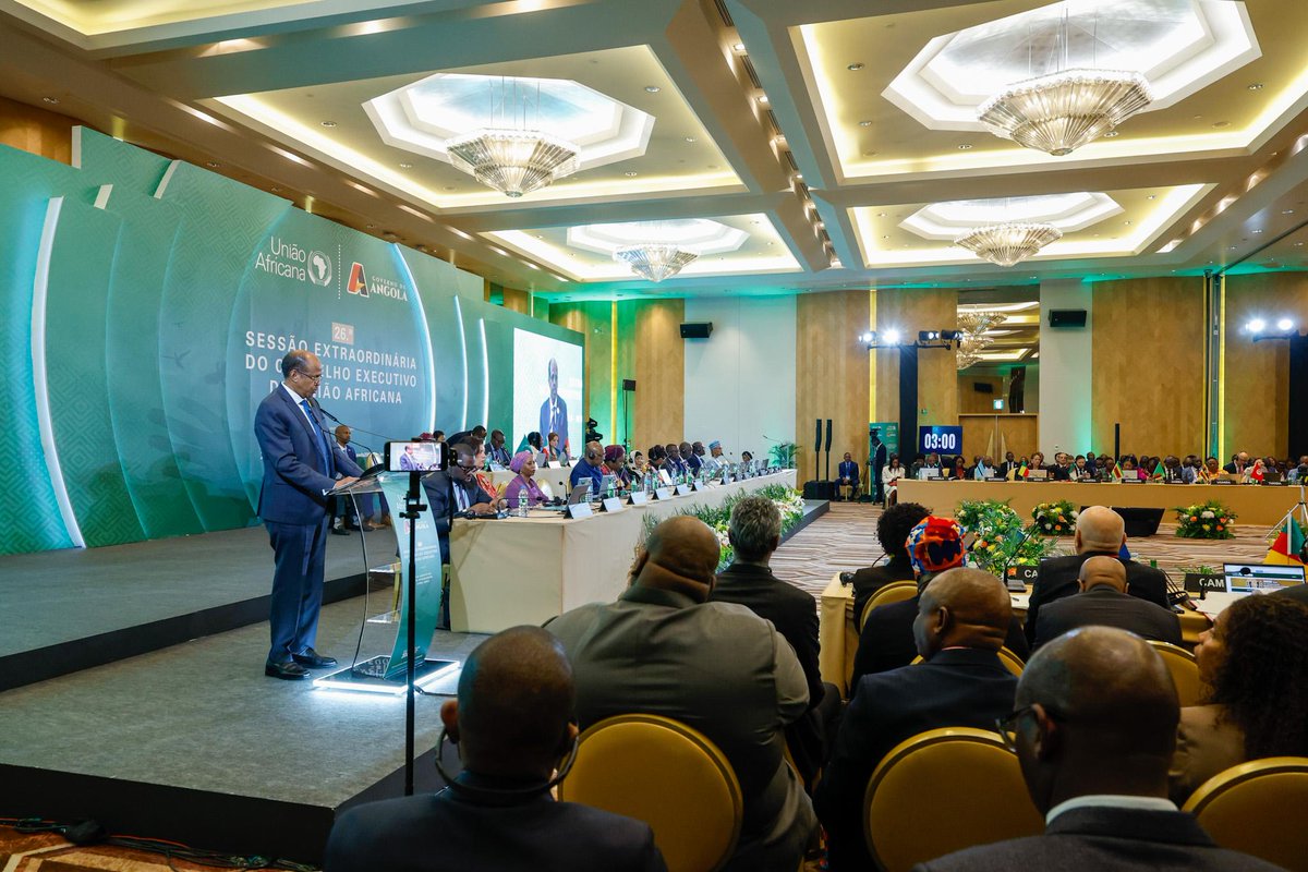 _AfricanUnion's tweet photo. In his keynote at the 26th Extraordinary Session of the Executive Council of the African Union (AU) on the Strengthening of Mechanisms for Conflict Prevention & Resolution in Africa taking place in Luanda, the Republic of #Angola, the Chairperson of the AU Commission, H.E. Mahmoud Ali Youssouf @ymahmoudali observed that Africa’s peace & security environment is facing increasingly complex challenges, from the expansion of terrorism & violent extremism to internal crises, interstate tensions & external shocks.

“Are we equipped to confront these challenges with the strategies, mechanisms & resources currently available? Is the African Peace and Security Architecture adapted to these circumstances?” he posed.

If not, the Chairperson stressed, Africa must urgently advance reforms.

He called for stronger prevention & early warning, including high-level political engagement at the earliest signs of crisis; better coordination between the AU Commission, the Peace & Security Council (PS), Member States & Regional Economic Communities (RECs); & a holistic approach to combating #terrorism, noting that “a purely security-based response has shown its limitations.”

Firmness against unconstitutional changes of government, he underlined, must remain essential, while also going hand in hand with dialogue.

The Chairperson further stressed that financing Africa’s peace agenda & the goal of #SilencingTheGuns by 2030 can no longer depend primarily on external resources. He called for a strengthened AU Peace Fund & renewed support for UNSC Resolution 2719.

“Political will remains the cornerstone of our collective efforts.” he said.

The way forward, he concluded, must be guided by prevention, coordination, sustainable financing, accountability & effective monitoring & evaluation.
Greater vigilance, solidarity & preparedness are essential as Africa navigates an increasingly turbulent geopolitical environment.

Convened under the leadership of H.E João Manuel Gonçalves Lourenço, President of the Republic of Angola & AU Champion for Peace & Reconciliation in Africa, the Executive Council which precede tomorrow's Summit will provide an opportunity for Heads of State & Government to undertake a strategic assessment of the effectiveness of existing continental mechanisms for conflict prevention and resolution. 

It will also reaffirm African ownership of the governance, peace & security agendas, & the importance of adherence to the principles & tenets of the Constitutive Act of the AU.

Read the full speech @ https://t.co/lw4MaFjaw1

#AUSummit