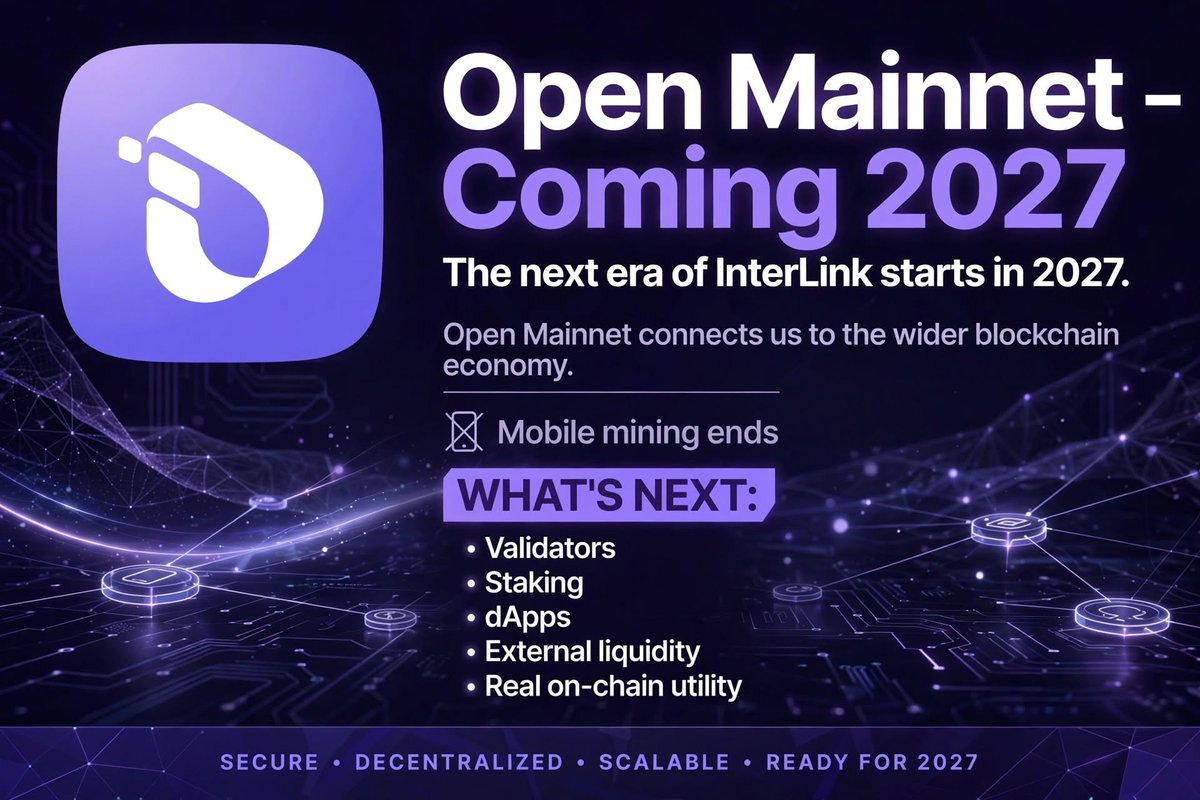 ItumaC70167's tweet photo. InterLink is launching its full blockchain, called Open Mainnet, in 2027. Phone mining will stop. After that, people can run validators, stake ITL, use apps, and connect to the wider crypto world for real use.#interlink #ITLG #ITL # WeAreTheFirst10MLLinkers https://t.co/ttn3AkHU75