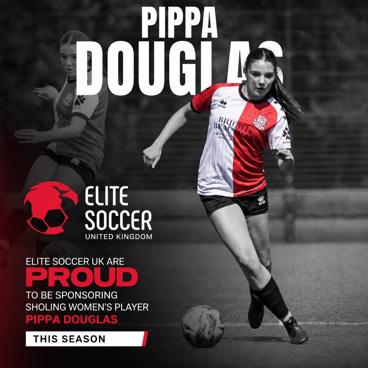 EliteSoccerUK's tweet photo. ⚽ PLAYER SPONSORSHIP | PIPPA DOUGLAS

Elite Soccer UK are proud to be sponsoring Sholing Women’s Pippa Douglas this season. 🔴⚫

We’re delighted to support Pippa and wish her and the team a fantastic season ahead! 💪⚽ @sholingfc @SholingFCWomen 

#EliteSoccerUK #SholingWomen https://t.co/cOEqVl8rqH