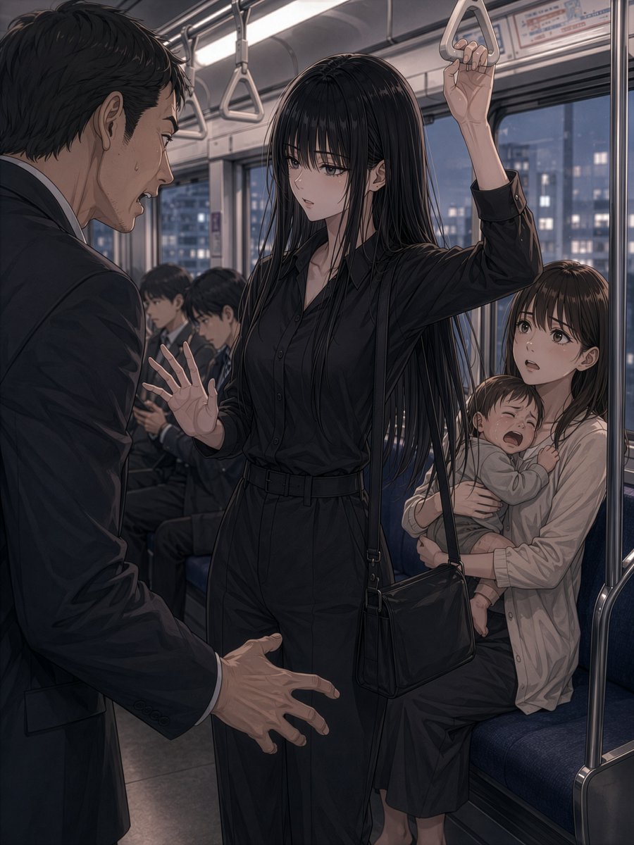 threenotes_jp's tweet photo. 電車で赤ちゃんがずっと泣いてて、お母さんが何度も

「すみません、すみません……」

って周りに頭を下げてた。

それでもサラリーマンが、

「うるさいな」

「泣き止ませられないの？」

「無理なら降りろよ」

ってキレ始めた。

お母さんが泣きそうな顔で

「本当にすみません……」

って言ったところで、さすがに我慢できなくて、

「赤ちゃんは泣くのが仕事です」

「お母さんもずっと謝ってますよ？」

「大人のあなたまで騒がなくていいです」

って言ってしまった。

「は？お前には関係ないだろ！」

と言われたので、

「関係ないですけど、さっきから車内で一番うるさいの、あなたです」

って言ったら、そこから急に静かになった（笑）