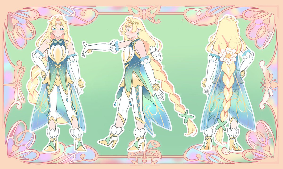 mimikoneng's tweet photo. Another one of my fancures, this is Cure Ripple from my fancure season, Flutter Ring Precure! He is based on dragonflies and water lilies, and his season is summer. ☀️
#fancure #プリキュア #precure #オリキュア https://t.co/FRuo2AhAUY