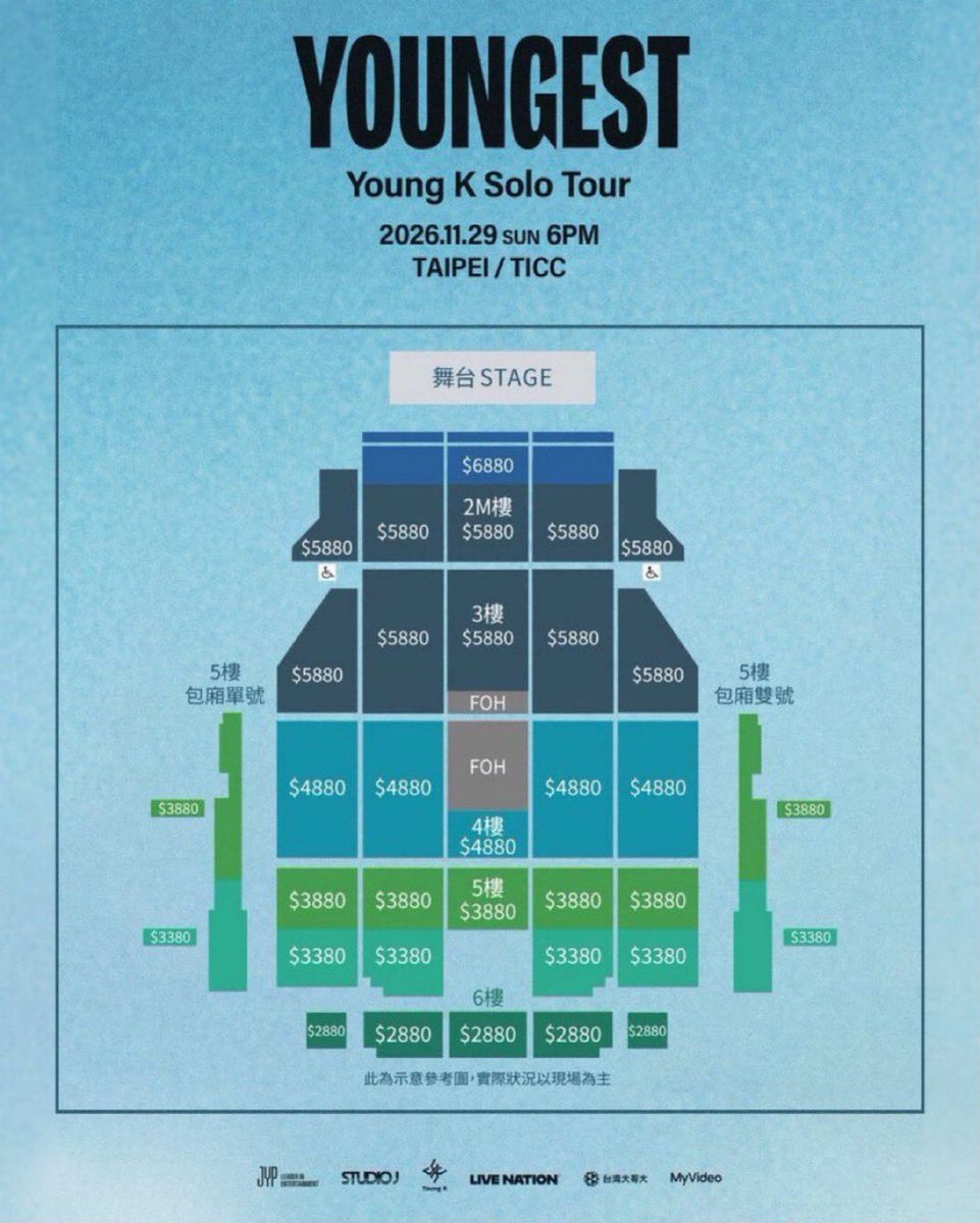 ticketingsvato's tweet photo. [WTS] Young K Solo Tour ＜YOUNGEST＞ in TAIPEI 🇹🇼

2026년 11월 29일 타이베이 공연 2매 양도합니다.

⭐ VIP 1 — NT$6,880
좋은 자리입니다 +

자세한 내용은 DM 주세요 📩

#YoungK #DAY6 #영케이 #YOUNGEST #YoungK_Solo_Tour_YOUNGEST https://t.co/vVvkyALvZH