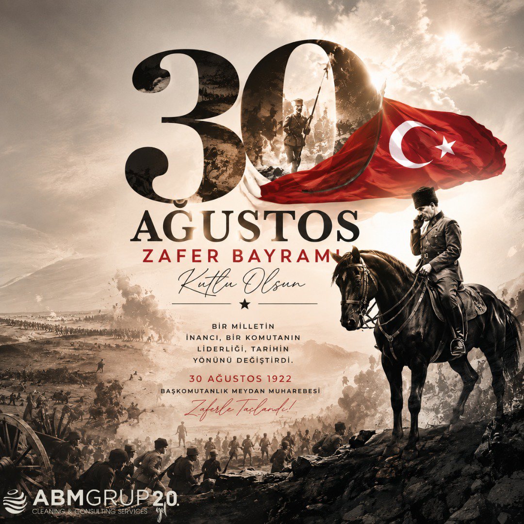 ABMgrup's tweet photo. 30 Ağustos Zafer Bayramı kutlu olsun.
#30AğustosZaferBayramı
#abmgrup
#abmtemizlik
#abmcleaningandconsulting
#avmtemizliği
#hastanetemizliği
#oteltemizliği
#housekeeping
#stewarding
#istanbul
#antalya
#adana
#bursa
#ısparta
#muğla
#bodrum
#izmir
@simsekferit https://t.co/97uGKXDEHs